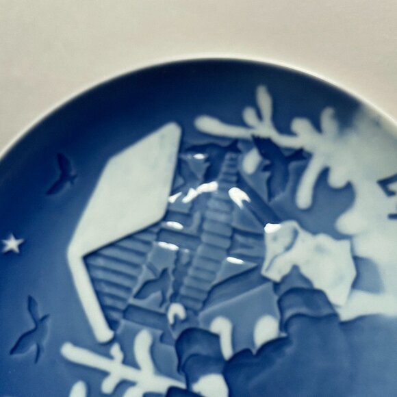 B&G Copenhagen 1967 Christmas Plate Copenhagen Christmas Denmark 7" Blue White - Picture 4 of 5